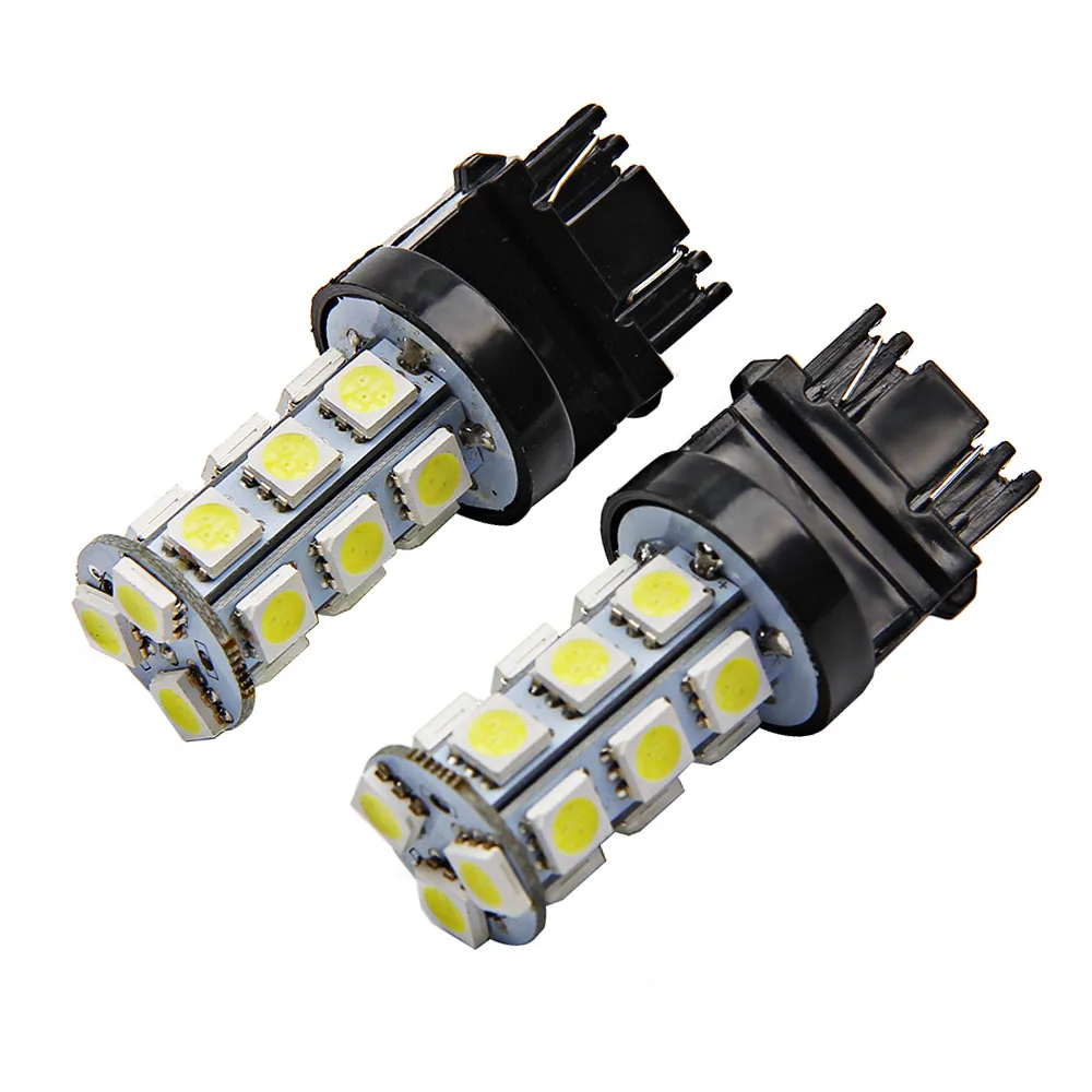 2 шт. 3157 светодиодный T25 P27/7 Вт Автомобильные лампы 18 SMD 5050 задние фары супер 6000 К