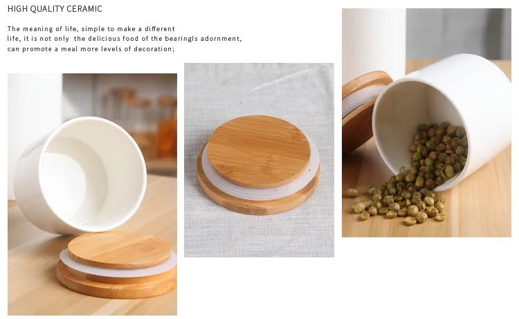 Японский стиль, керамический герметичный контейнер, креативная бамбуковая крышка, кухонные банки для приправ, банок для кофе/еды/конфет, банок для хранения