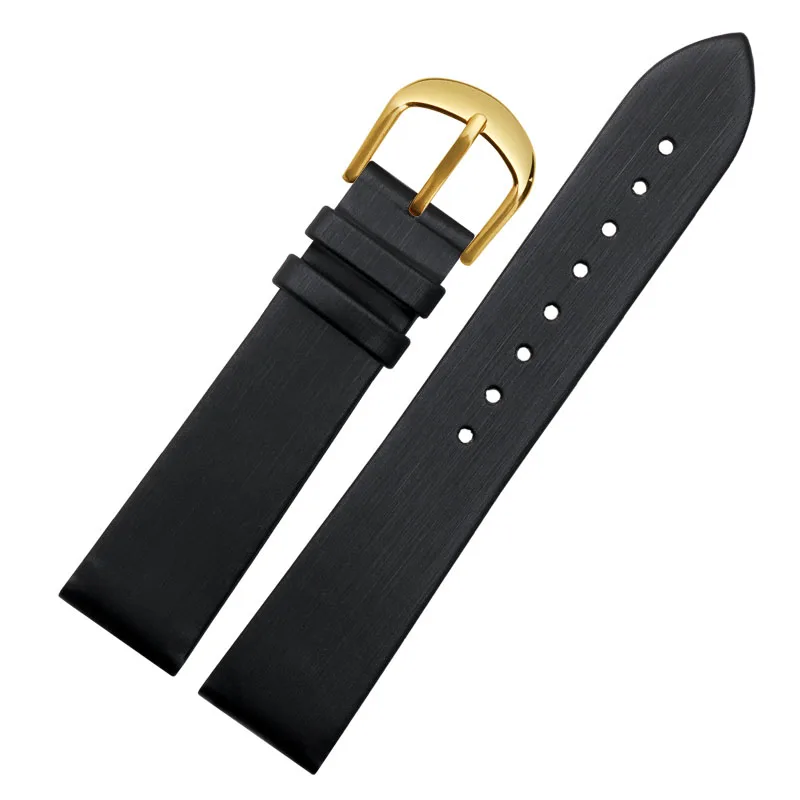 Браслет из натуральной кожи 10 12 14 16 18 20 мм Женский студенческий модный ремешок для часов наручные часы розовый цвет простой ремешок - Цвет ремешка: black gold buckle