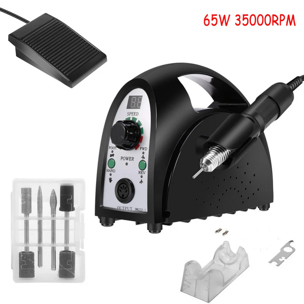 

65W 35000RPM Electric Nail Drill Machine File Kit Bits Pro Salon Nail Polishing Engraving Carving Machine Manicure Pedicure Kit
