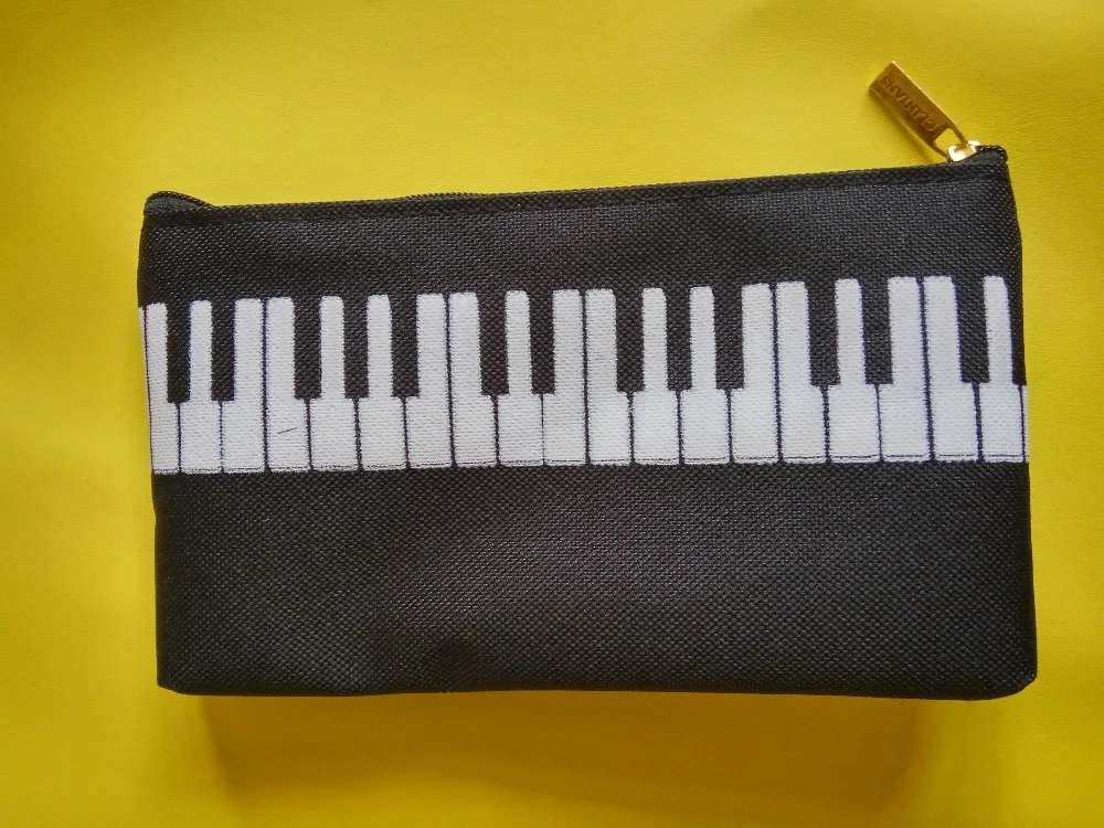 

Pencil Bag Women Cosmetic bag Men Black Musical Note Print Pen Bag For Teenagers Kids Pen Box Musical Piano Keyboard Pencil Case