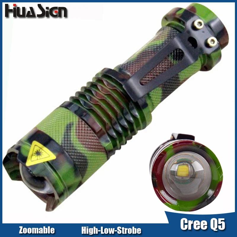 

High quality Camouflage 3 Modes Mini Led Flashlight Portable Waterproof flash light for Cycling Camping