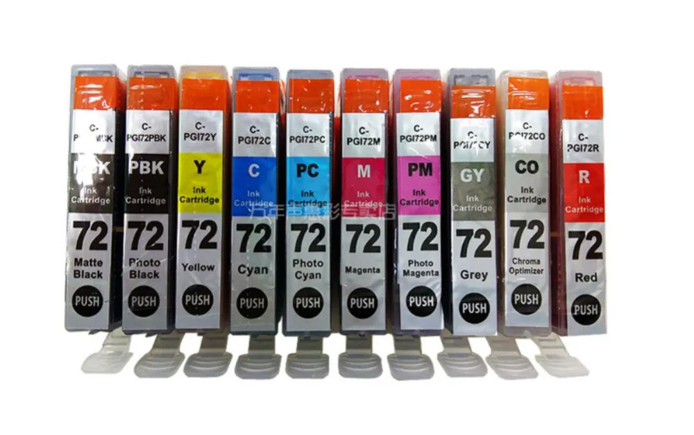 High quality printing 10pcs 1 set compatible inkjet cartridges PGI 72 pgi 72 For Canon Pixma Pro