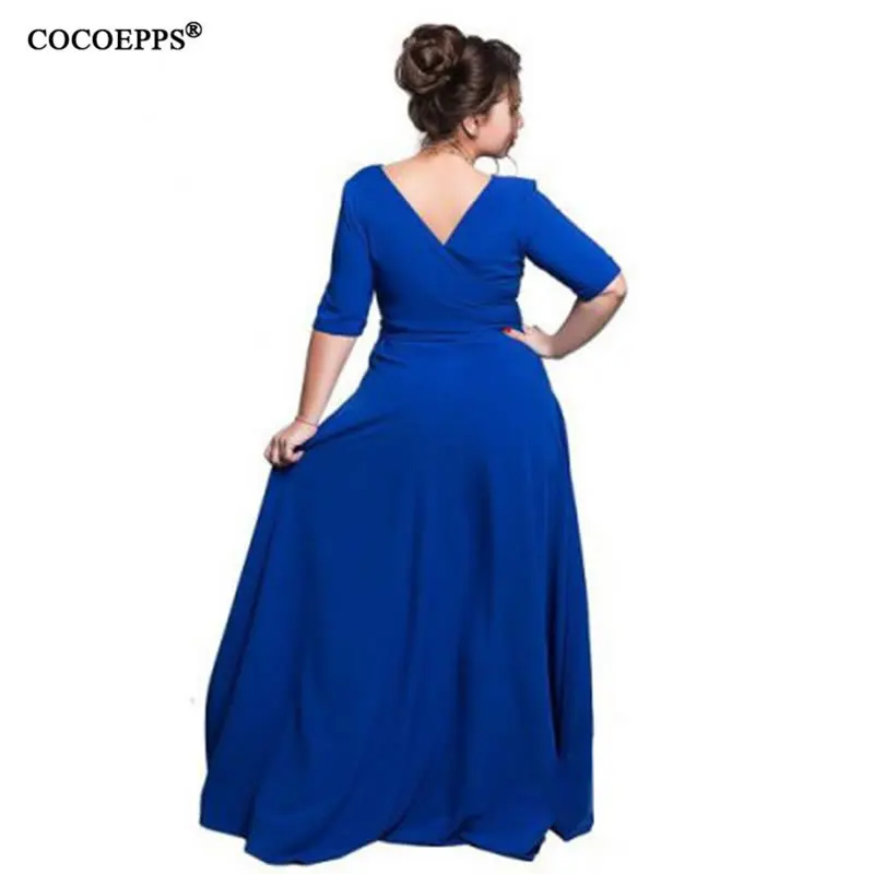 COCOEPPS Plus Size Women Long Floor Dress Autumn Large Size 5XL 6XL Maxi Dress Elegant Party Club Sexy Big Size Open back dress