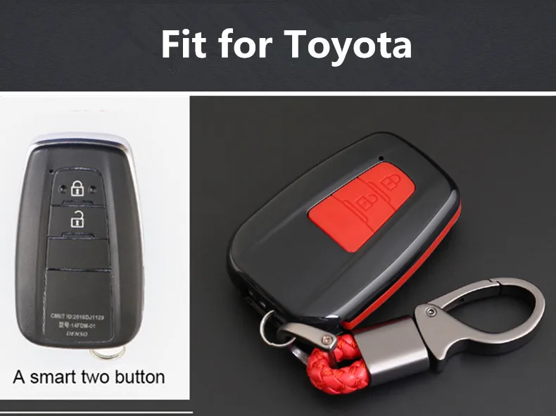

Carbon Fiber Remote Car Keychain Key Cover Case For Toyota Camry CHR Prius Corolla RAV4 Prado 2017 2018 Remote 3 button keyless