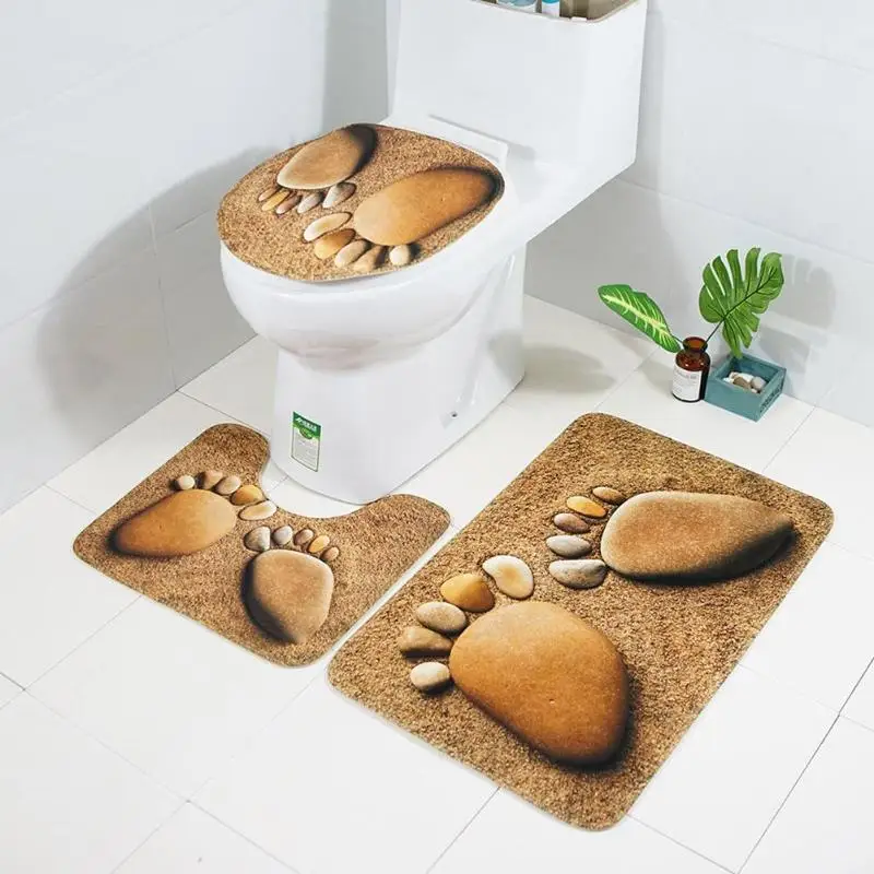 3 قطعة/المجموعة جديد الحمام مجموعة السجاد المياه ماصة عدم الانزلاق الركيزة البساط غطاء المرحاض غطاء حمام حصيرة دروبشيب