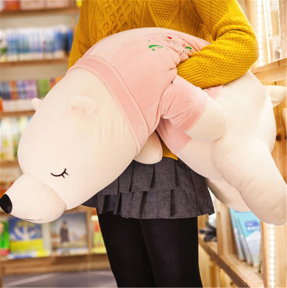 cuddly soft polar bear plush toy soft fluffy stuffed lying white bears pillow doll11