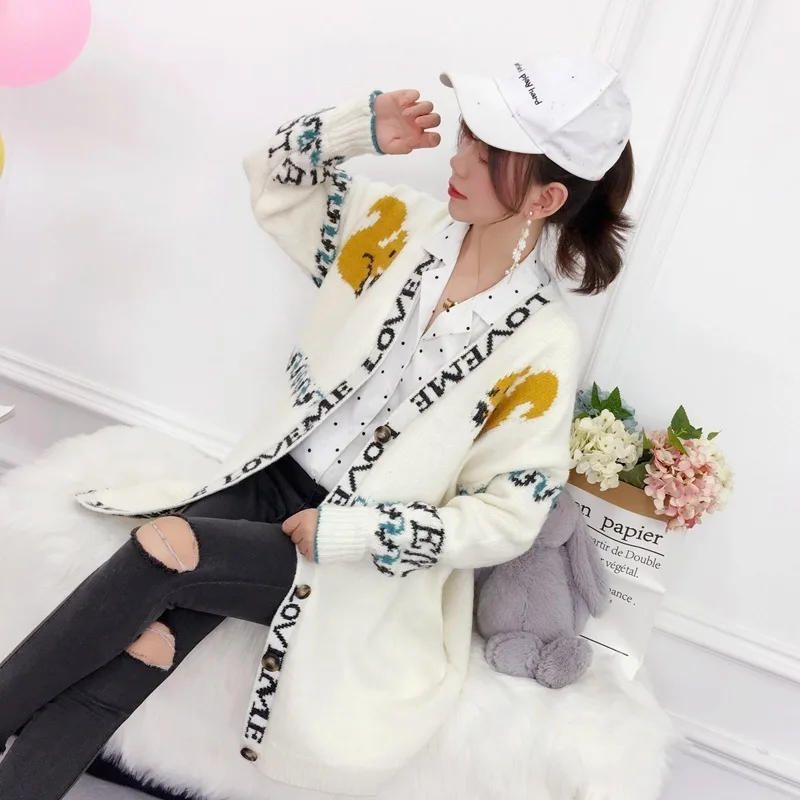 2019 New Real Women Sweaters And Blusas De Inverno Feminina Fund Squirrel Sweater Cardigan Mohair Network With Woman Loose Coat |