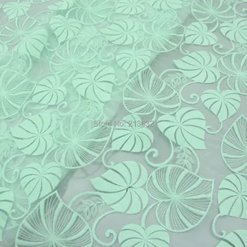 

POp3 tulle cotton fabric Eugen computer embroidery yarn cordate leaf clothing fabric are factory handwork tulle organza african