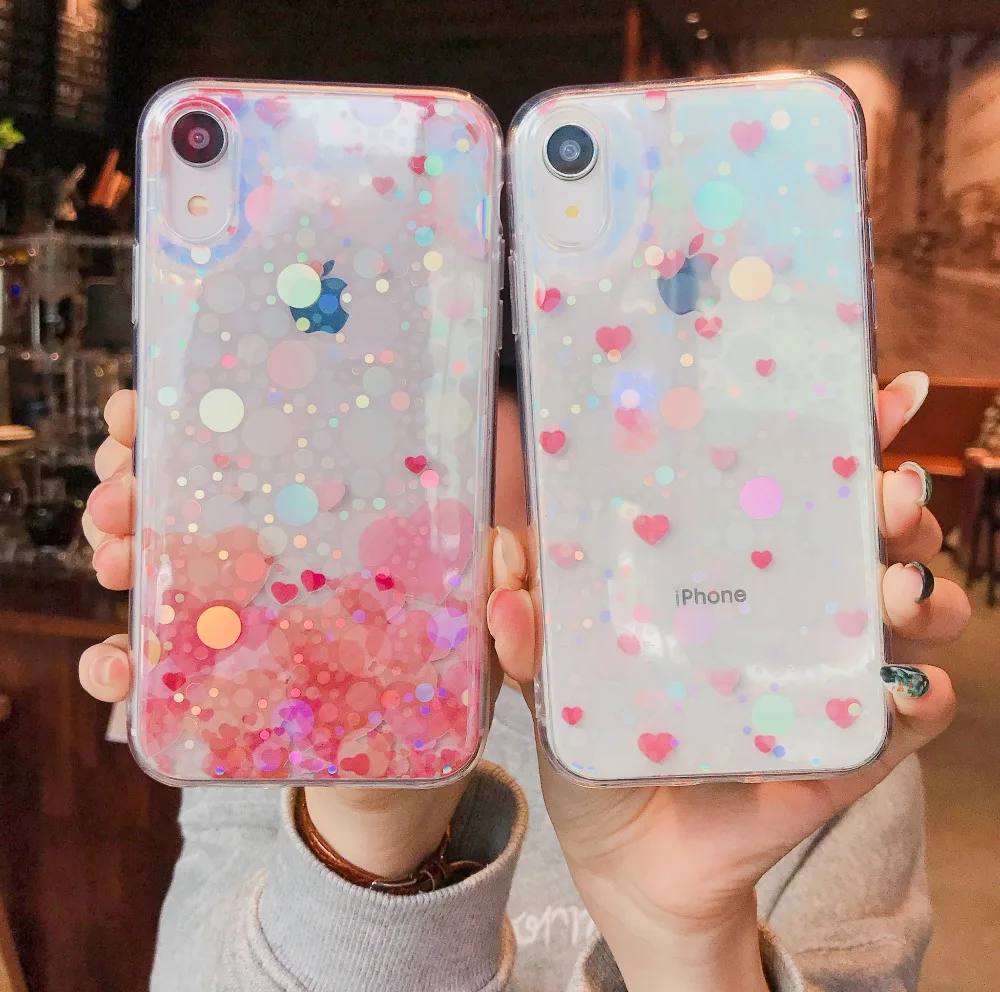 Голубой блестящий милый чехол для телефона в горошек iPhone 6 6s Plus XS Max волнистый