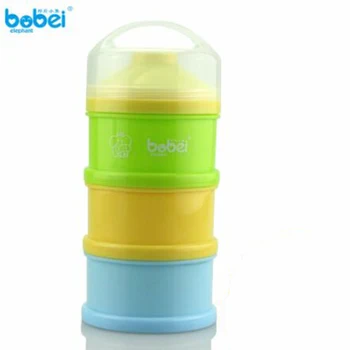 

3 layer style multicolor portable baby milk powder food storage box for new born baby kids and children feeding appliance