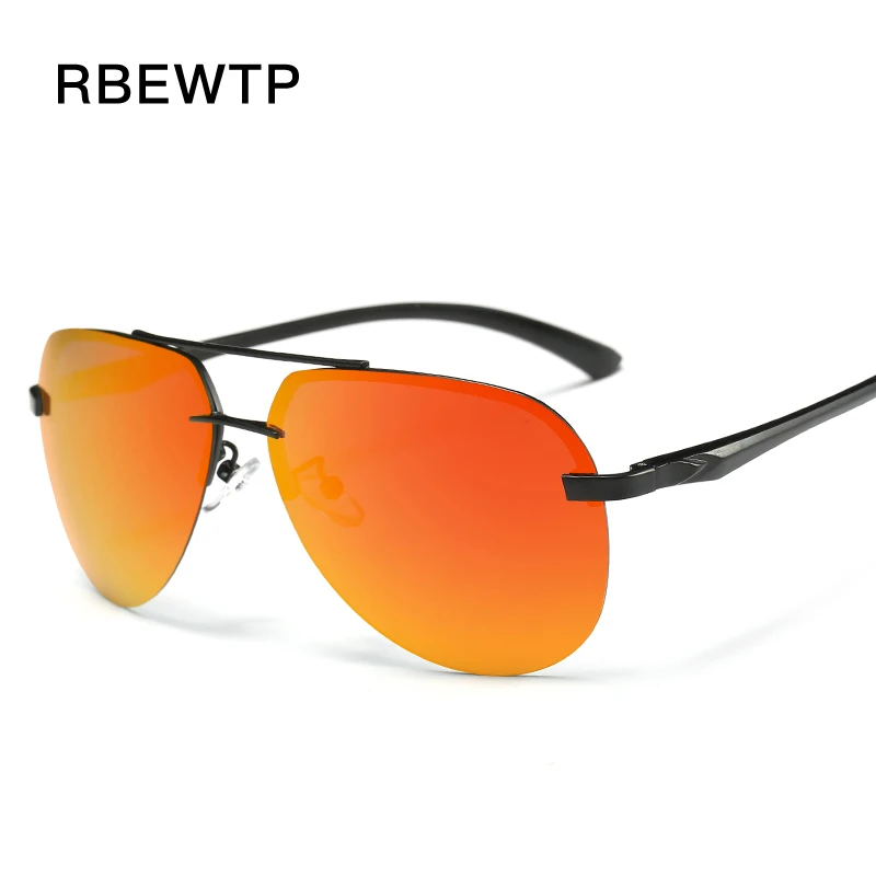RBEWTP, новинка, Классическая оправа из сплава, мужские солнцезащитные очки, поляризационное покрытие, зеркальная оправа, очки, авиационные солнцезащитные очки для женщин - Цвет линз: Orange-Red