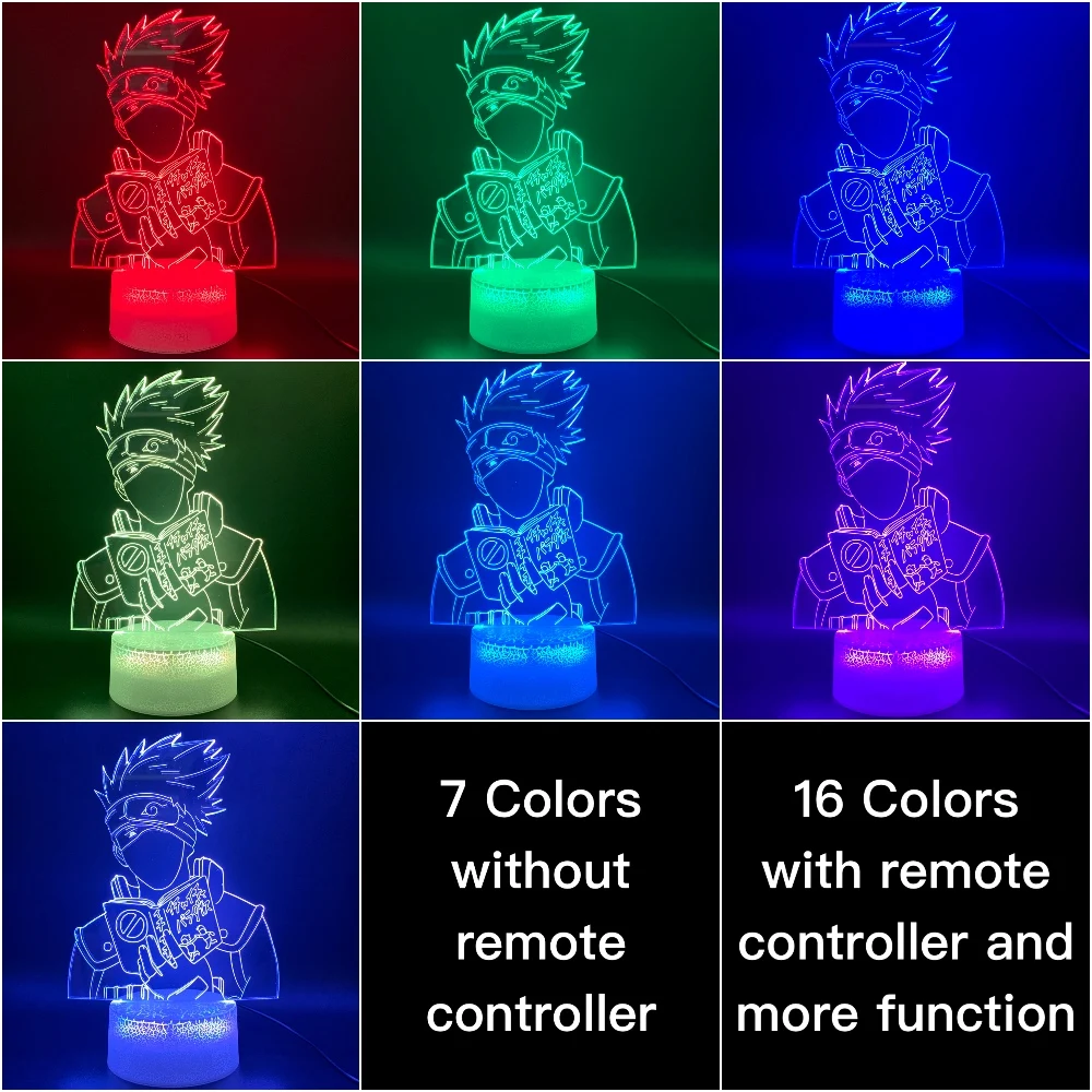 3D иллюзия СВЕТОДИОДНЫЙ Ночник светильник аниме персонаж аниме Наруто Какаши Хатаке фигурка Детская Спальня украшение Настольная лампа подарок для ребенка ночной Светильник