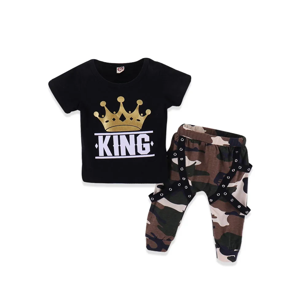 

Newborn Boys Summer Clothing Sets Fashion Letter T Shirt Pants Leggings Toddler Cotton Outfits Army Clothes For Babies 0-18Month