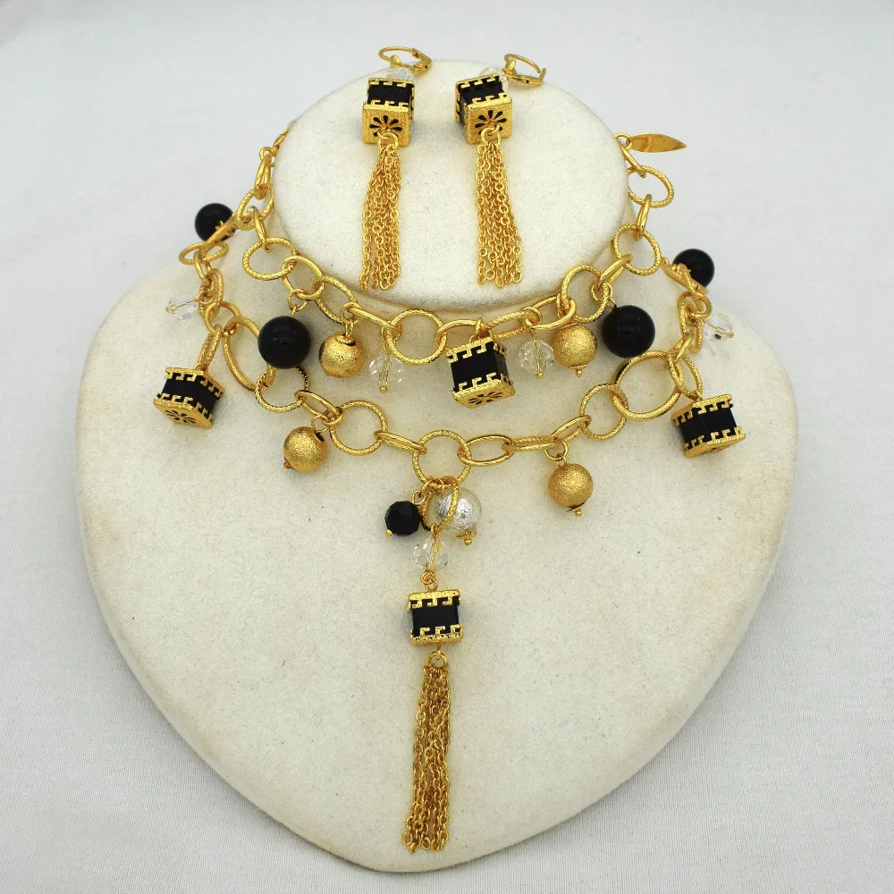 high quality Real Gold Fashion Color Jewelry Set Italy 750 gold Color