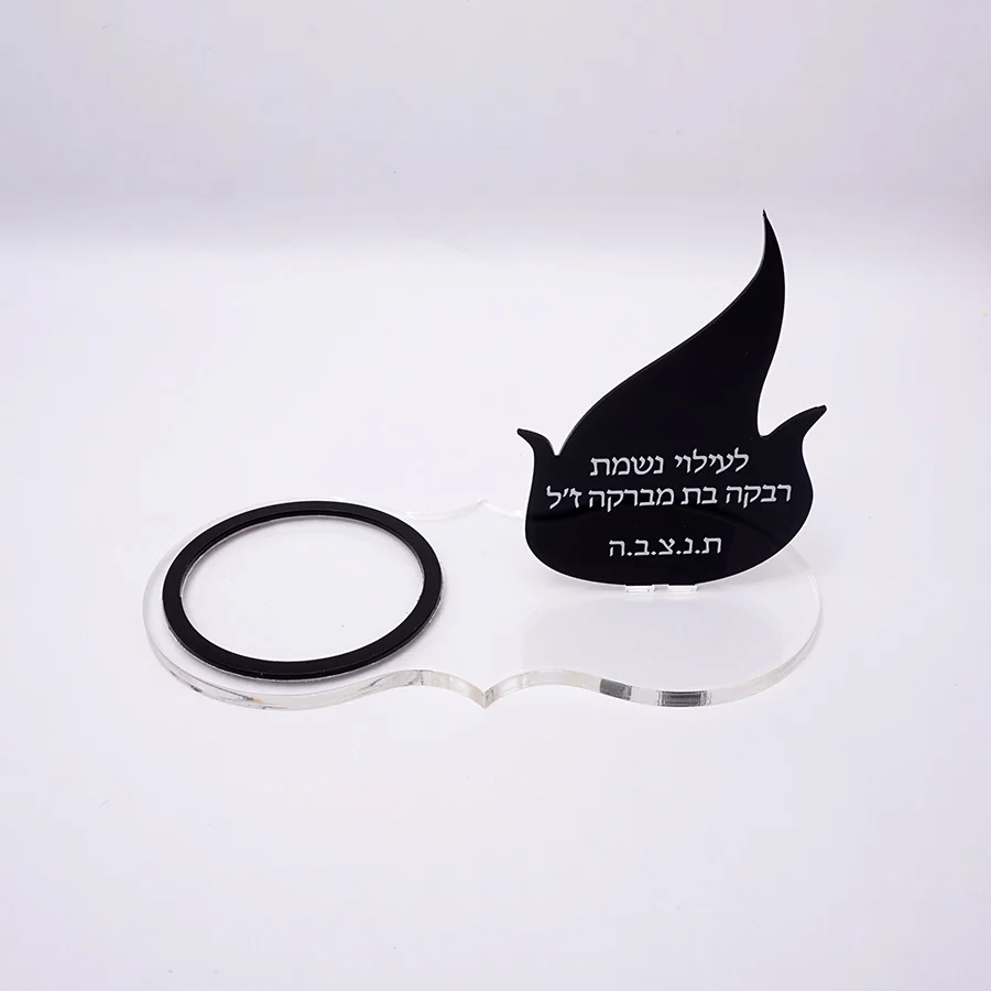 

1 Pieces New Acrylic Candle Holders Mirror Candle Flame Custom Text Prayer Words Personalized With Seat Plate For Candles Black