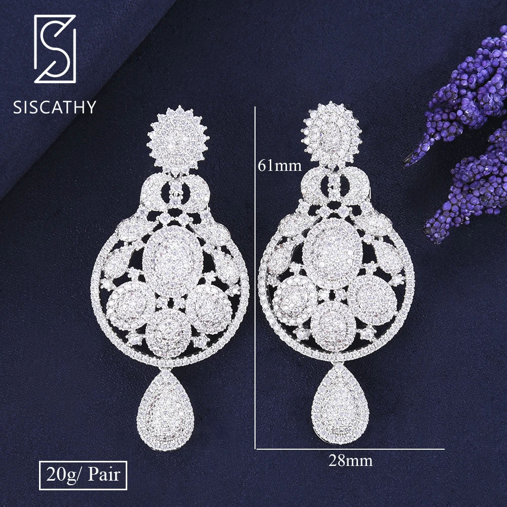 Sisathy Роскошная подвеска капля кубическая циркониевая инкрустация серьги для женщин Африка Дубай Свадебные обручальные висячие серьги