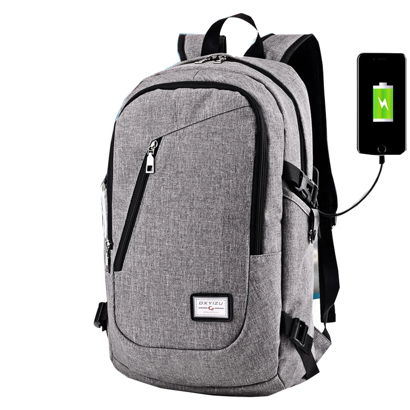 

2018 New Male Simple and Generous Leisure Pure Color Canvas College Wind USB Rechargeable Fashion Backpack Hot Sale.