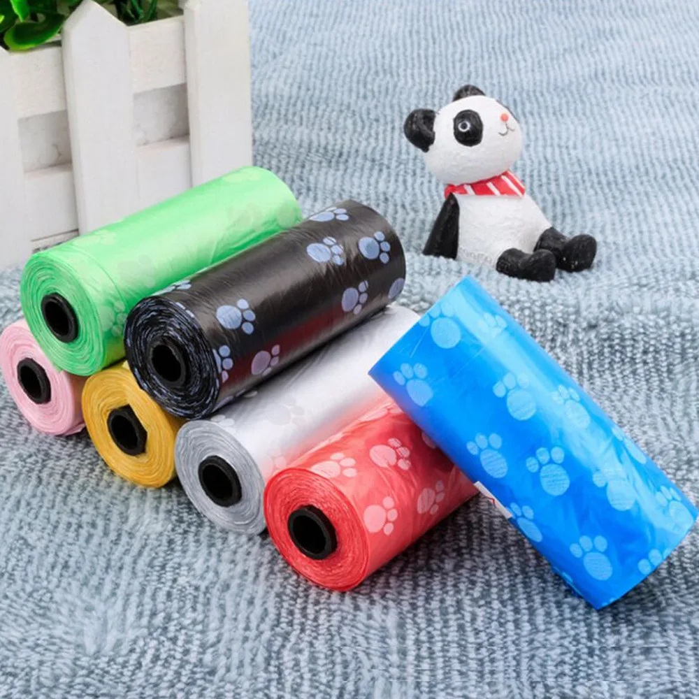 8Roll=120 PCS Degradable Pet Dog Waste Poop Bag With Printing Doggy Bag ...