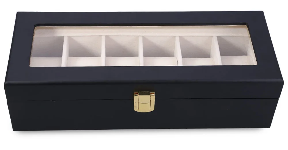 6 Slots Wood Watch Display Case Watches Box
