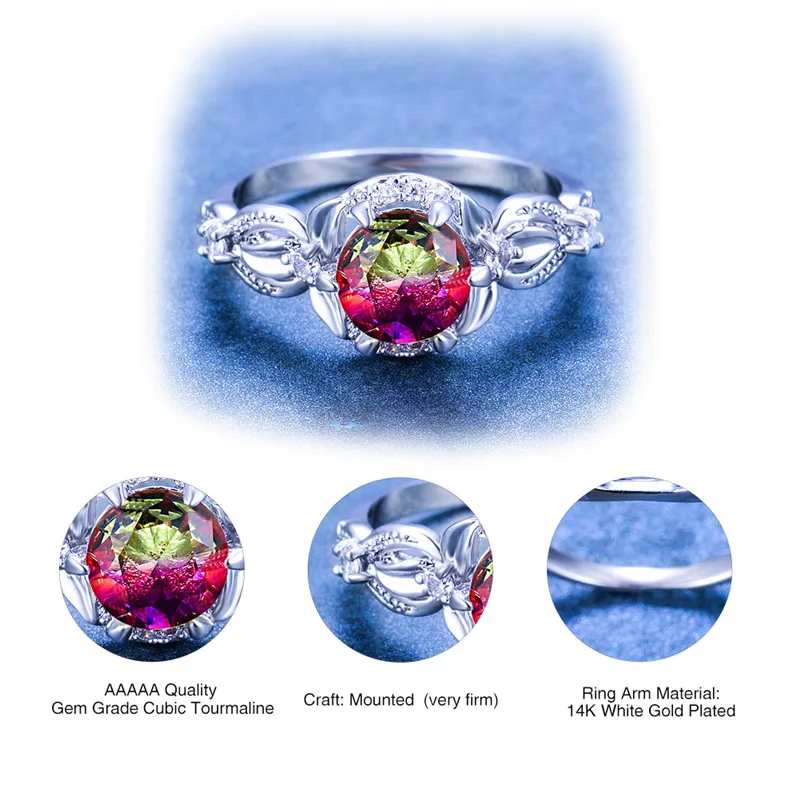 Простой женский серебристый крестик кольцо Мода Большой Круглый Красочный Циркон кольцо Классические свадебные кольца для помолвки/обязательства для женщин
