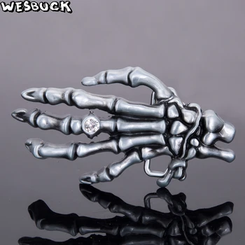 

WesBuck Brand Skull Hand Metal Belt Buckles for Man Unisex Western Buckles Cowboys Girls Buckle Causal Big Stone Gamble Hebilla