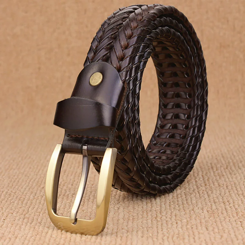 Designer Luxury Brand Genuine Leather Men Belt Handmade Braided Women
