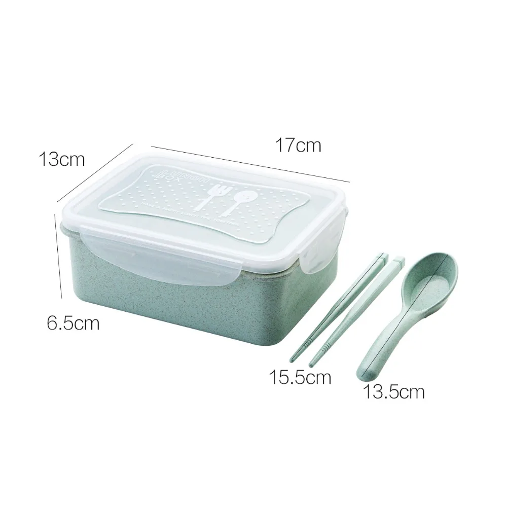 Ланч-бокс с вилкой нож Пшеничная солома мультфильм bento box Портативный экологически чистый контейнер для хранения еды для детей студентов