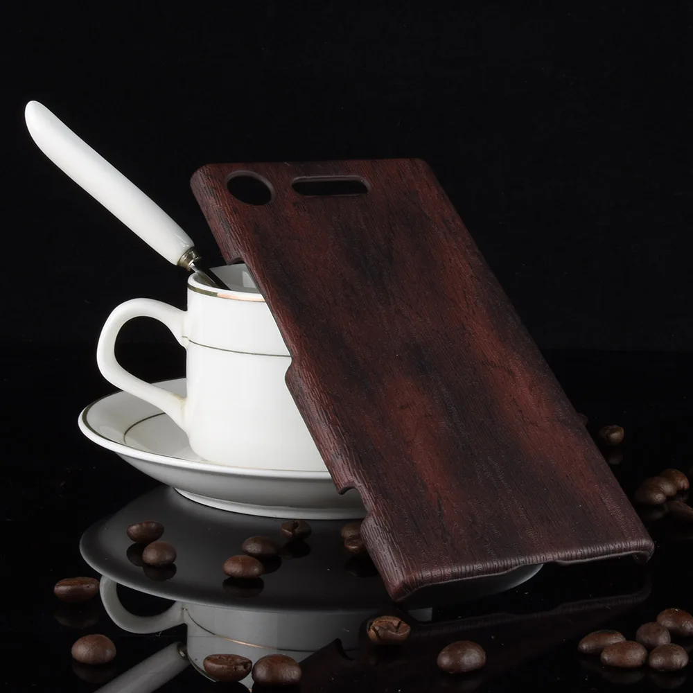 

New For Sony Xperia XZ1 Compact Dual G8442 4.6" Case Wood PU Leather And PC hard Phone Cover For Sony Xperia XZ1 Compact G8441