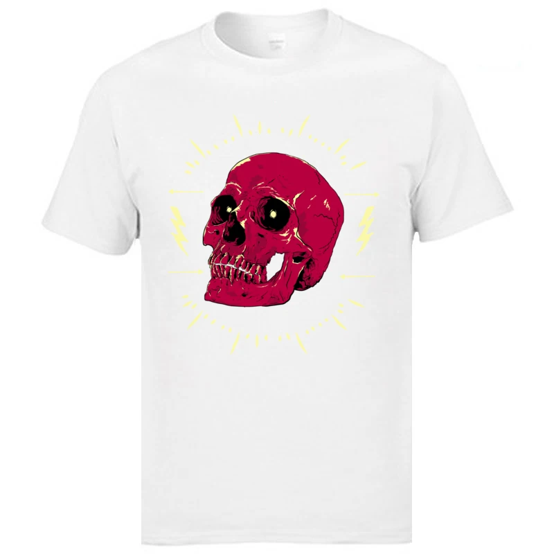 Family RockRoll Skull Men Top T-shirts 2018 Discount Summer Short Sleeve O Neck Pure Cotton Tops Tees cosie T-shirts RockRoll Skull white