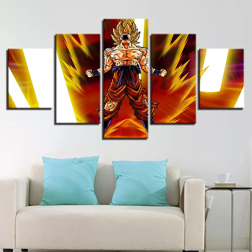 Dragon Ball плакаты на стену, изображения для Гостиная картины 5 штук Son Goku Saiyan аниме домашний декор абстрактный 30