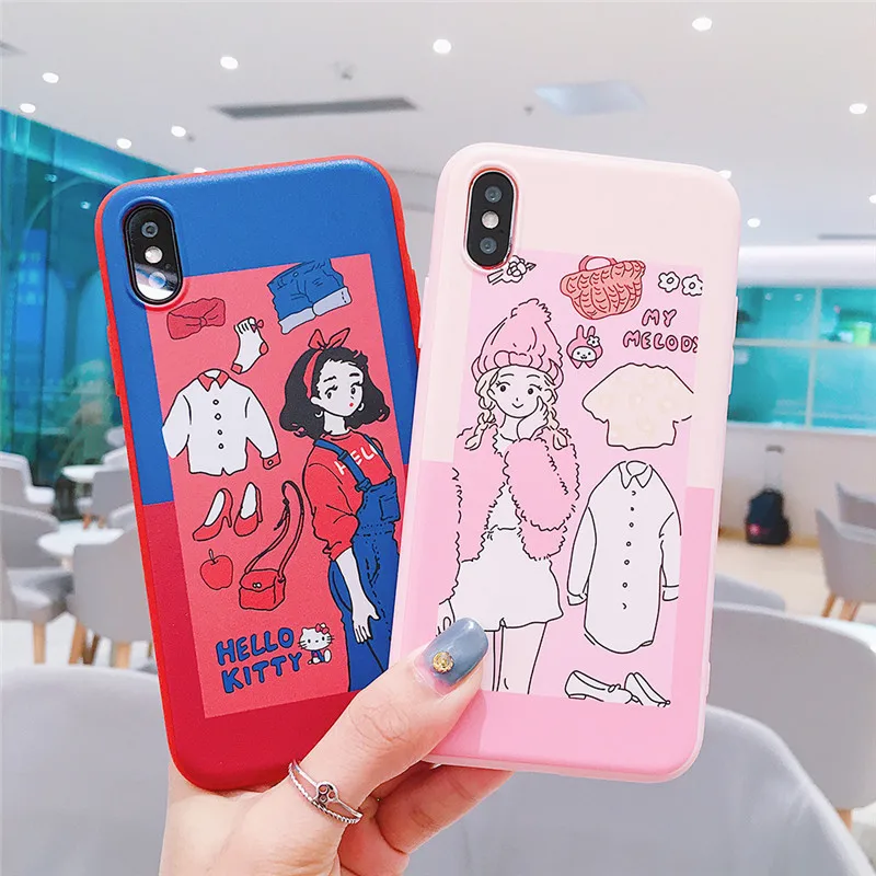 

Cute Beautiful Girl Phone Cases For iPhone 7 8 6 6S Plus Case Cartoon Soft Silicone TPU Back Cover Case For iPhone X XS MAX XR