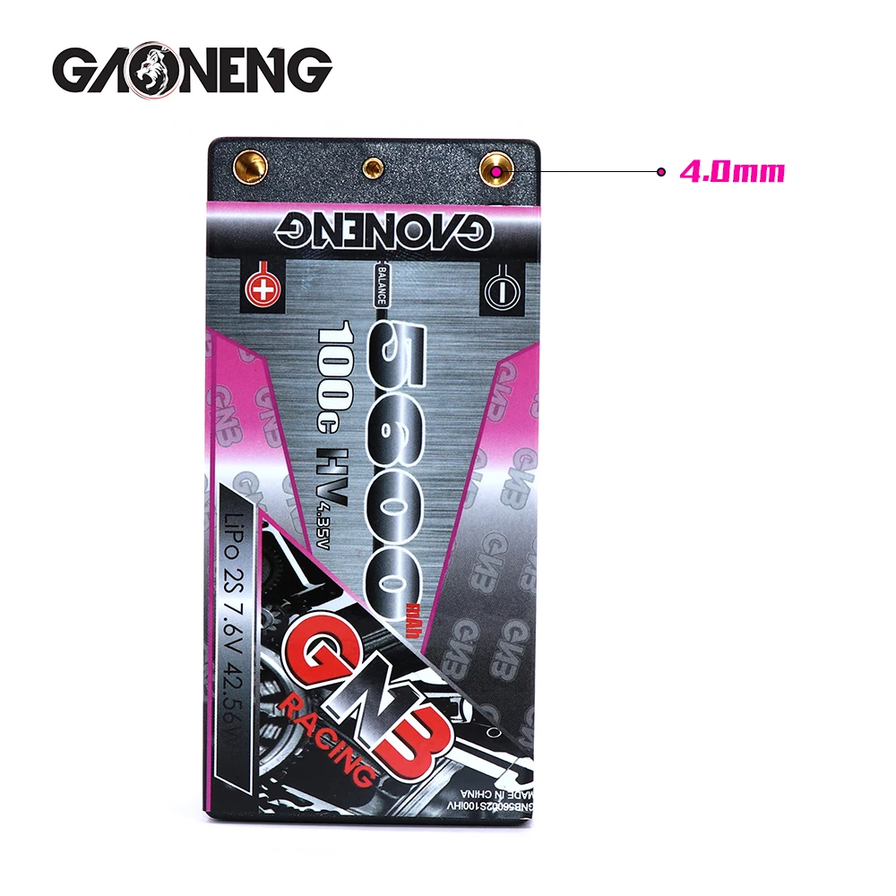 Gaoneng GNB 5600mAh 7,6 V 100C 2S Жесткий Чехол коротышка LiHV LiPo аккумулятор 4,0 мм разъем типа "банан" для автомобиля B5M 22 22T SCT Запчасти для гоночных автомобилей