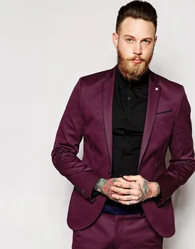

2017 Latest Coat Pant Designs Burgundy Formal Wedding Suits For Men Custom Fashion Tuxedo 2 Pieces trajes de hombres de vestir