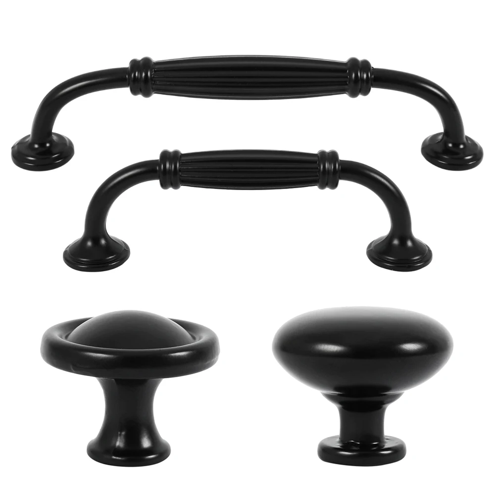 

Black Aluminium Alloy Door Wardrobe Pull Handles American Modern Furniture Handles Drawer Kitchen Cabinet Knobs