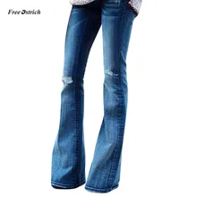 Страусиная одежда, женские джинсы, модные женские джинсы, джинсы с дырками, женские Стрейчевые узкие расклешенные брюки со средней талией, модные новые джинсовые штаны