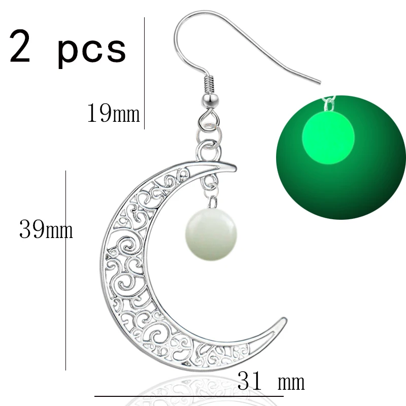 Полые половина серьги-висюльки с Луной ухо подвеска с шипами светится в темноте натуральный камень светильник светящийся фосфоресцирующий для женщин девушек - Окраска металла: 6