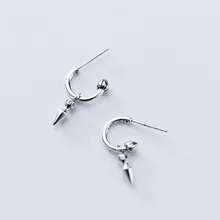 Стерлингового серебра 925 шпильки геометрической формы серьги для женщин девочек подарок для свадебной вечеринки ювелирные изделия pendientes букле d oreille eh939