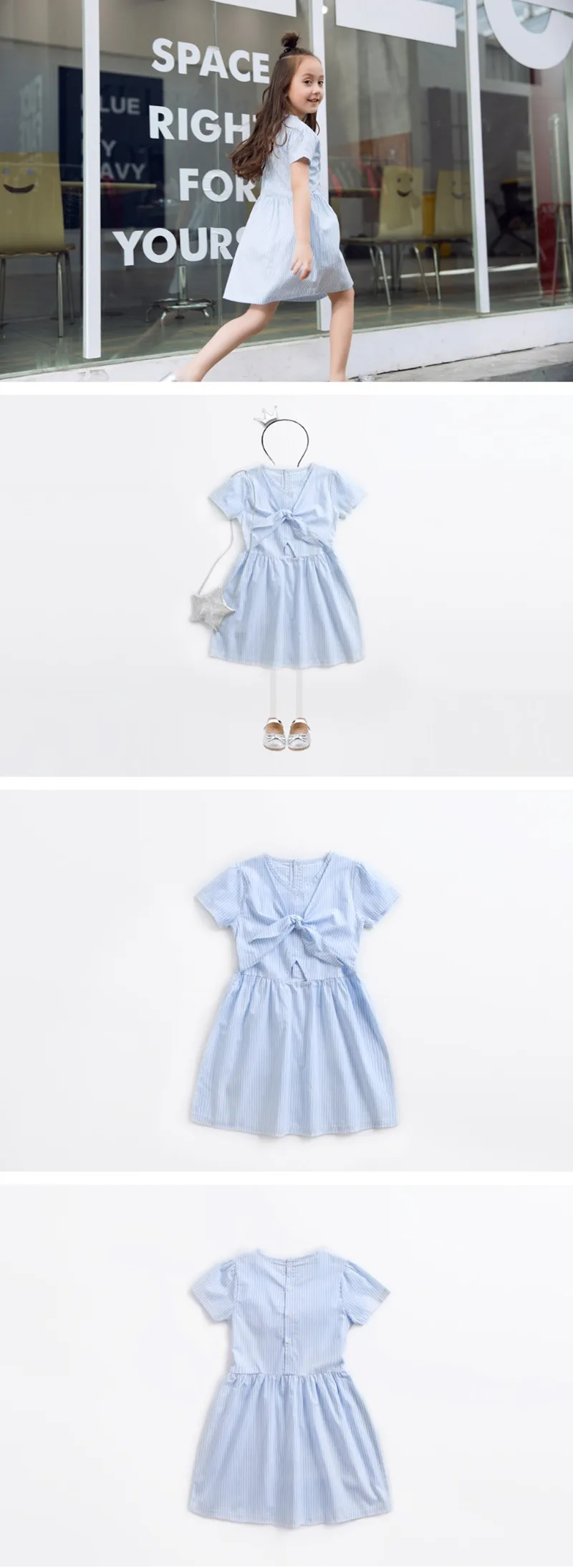 Платье в полоску для девочек детская одежда детское платье на бретелях открытый пупок платье принцессы для девочек новое Хлопковое платье