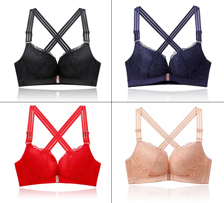 Lace Bra Large Size Women Front Closed Plus Size Bra  Women Push Up Bra Beauty Back No Rims Plus Size Bralette Bra14