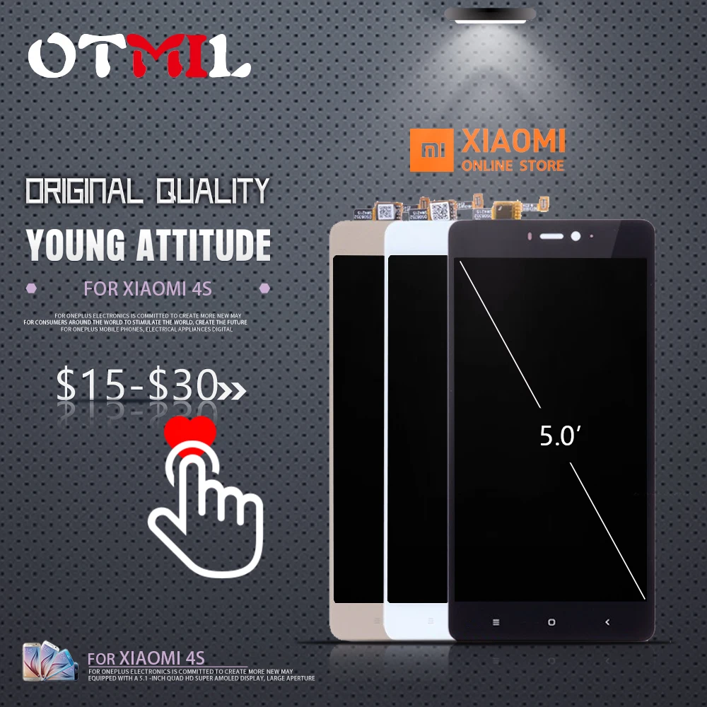 

Original 5.0" For XIAOMI Mi 4S LCD Display Touch Screen with Frame Digitizer For XIAOMI MI 4s Display Mi4s LCD #1