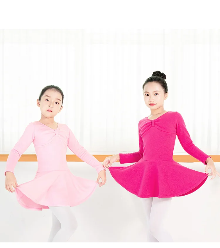 Новая детская Одежда для танцев, Вельветовая утепленная балетная юбка, Одежда для танцев для девочек, детское балетное платье с длинными рукавами