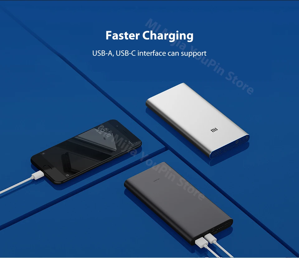 Внешний аккумулятор Xiaomi 3, 10000 мА/ч, USB-C, 2 способа, 18 Вт, QC3.0, быстрая зарядка, внешний аккумулятор для samsung, Xiaomi, huawei, два USB выхода