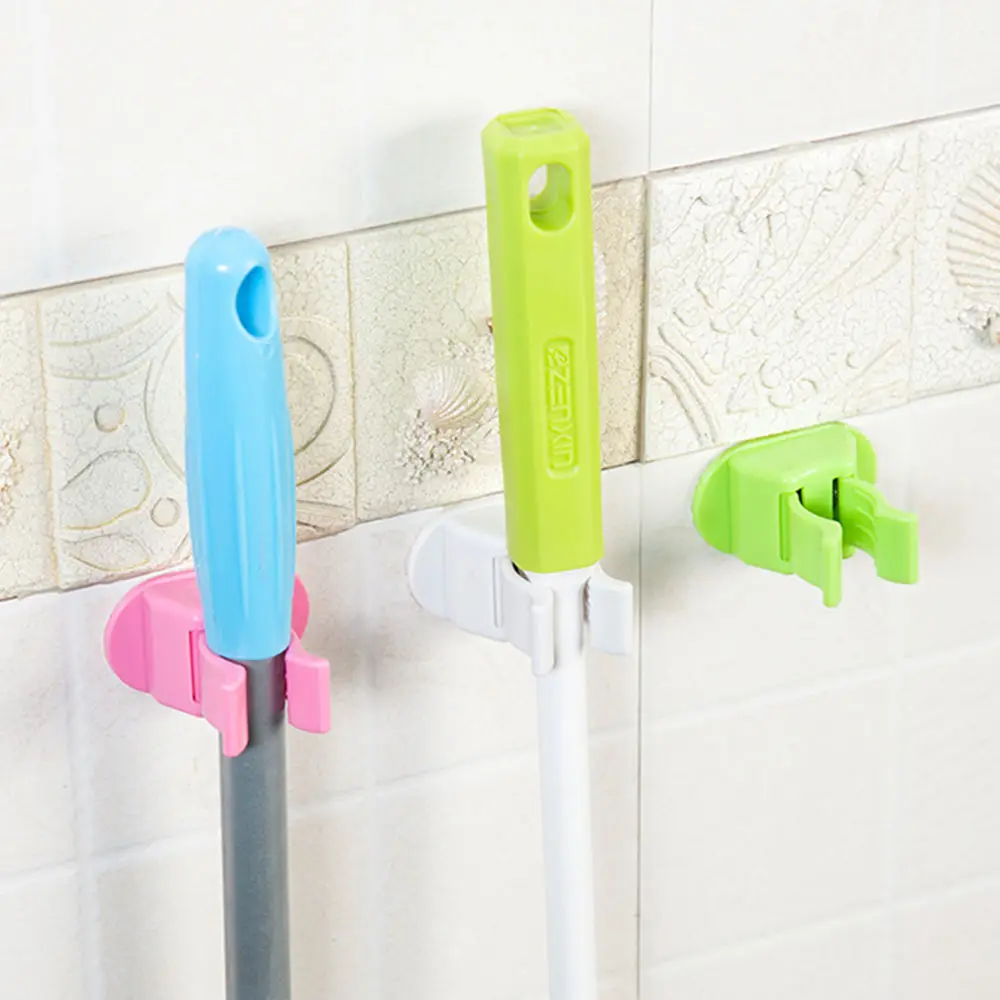 Hot Fashion New 1Pcs Mop Holder Self Adhesive Mop Broom Wall Hanger