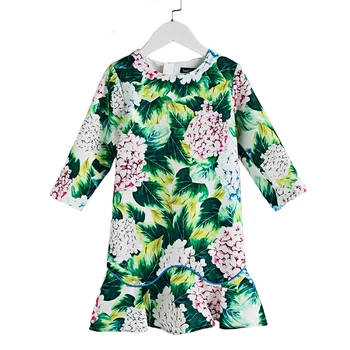 

Autumn Flower Girls Dress Children Princess Dresses for Party Brand Baby Three-quarter Sleeve Clothes High Quality for 4y-12y