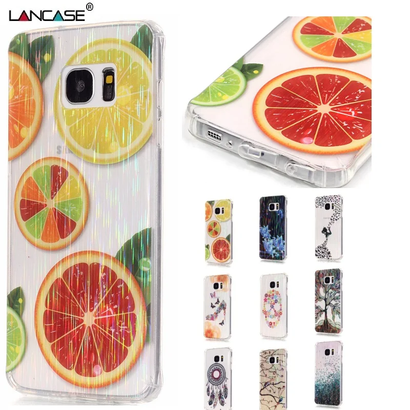 Lancase Для Samsung Galaxy S7/S7 Edge Крышка Случая Мягкие TPU прозрачный Windbell Фрукты Капа Фун