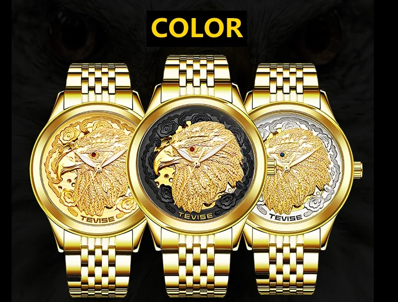 TEVISE Luxury Gold Watch Men Automatic Men Watches Luminous Hands Animal Eagle Mechanical Wristwatches 2018 New Clock Men (7)