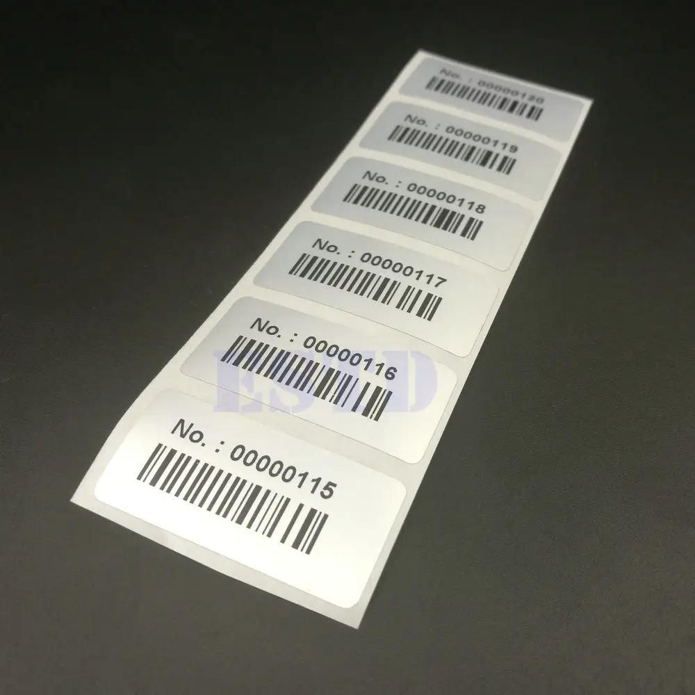 1000 этикетки 1,5" x 0,78" 40x20 мм Последовательный Номер серийные номера с наклейками для инвентаризации штрих-кода