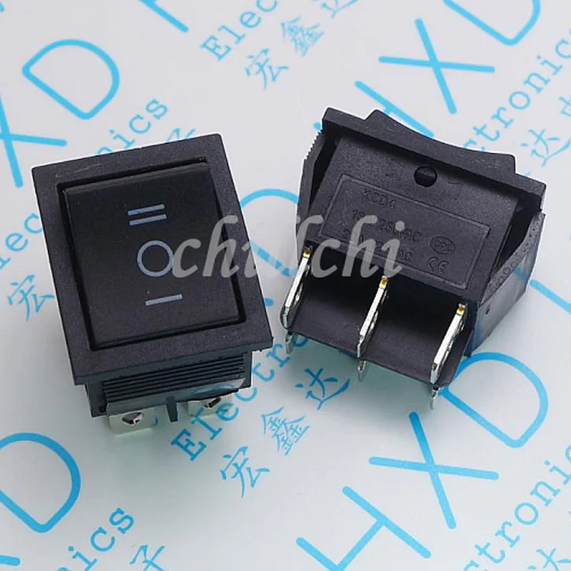 

30PCS / KCD4 16A 250V power switch rocker switch Black 6 pin 3 31*25 file