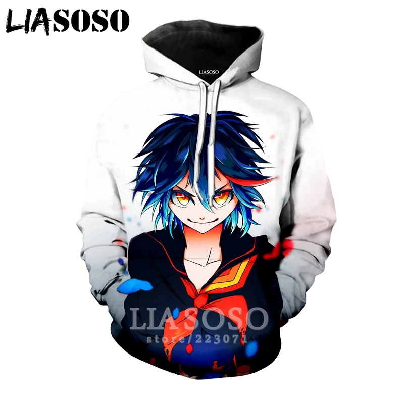 LIASOSO Зимняя мода для мужчин и женщин 3D принт аниме KILL la Толстовка Harajuku с длинным